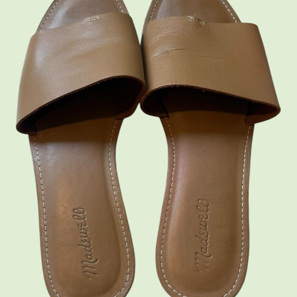 Madewell tan brown leather slide